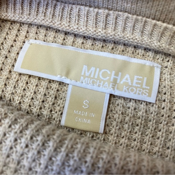 Michael Michael Kors Cinch Waist Mock Neck Oatmeal Heather Thermal Sweater - Picture 5 of 8